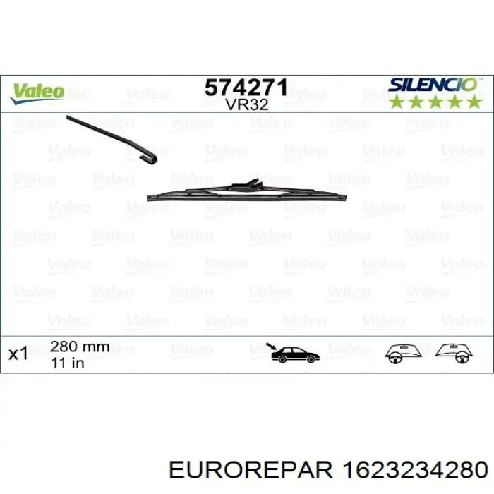 Щетка-дворник заднего стекла 1623234280 Eurorepar