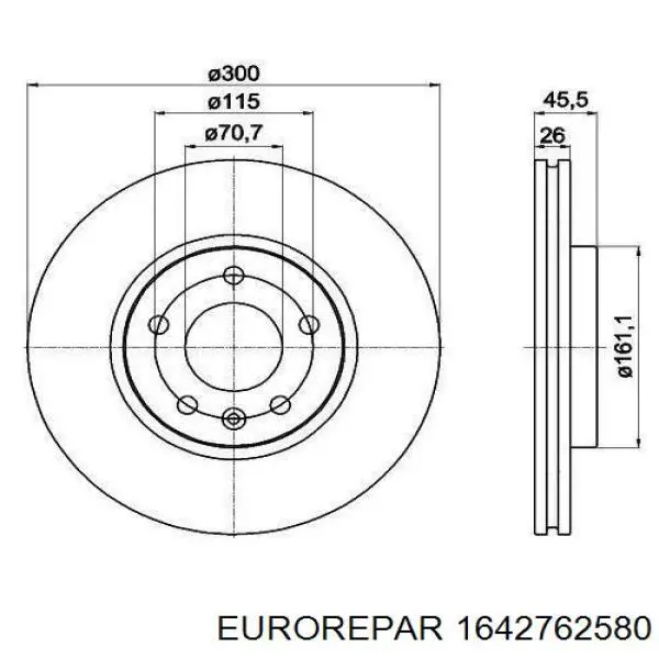 Тормоз дисковый передний Eurorepar 1642762580 цена, от 58.90 USD