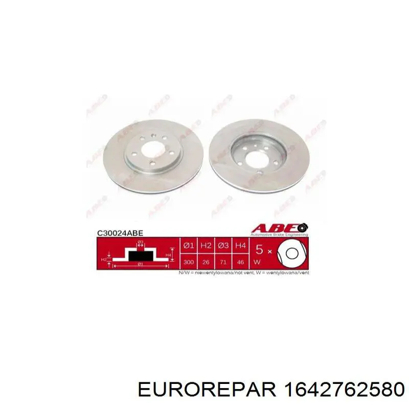 Купить 1642762580 Eurorepar Ротор тормозной