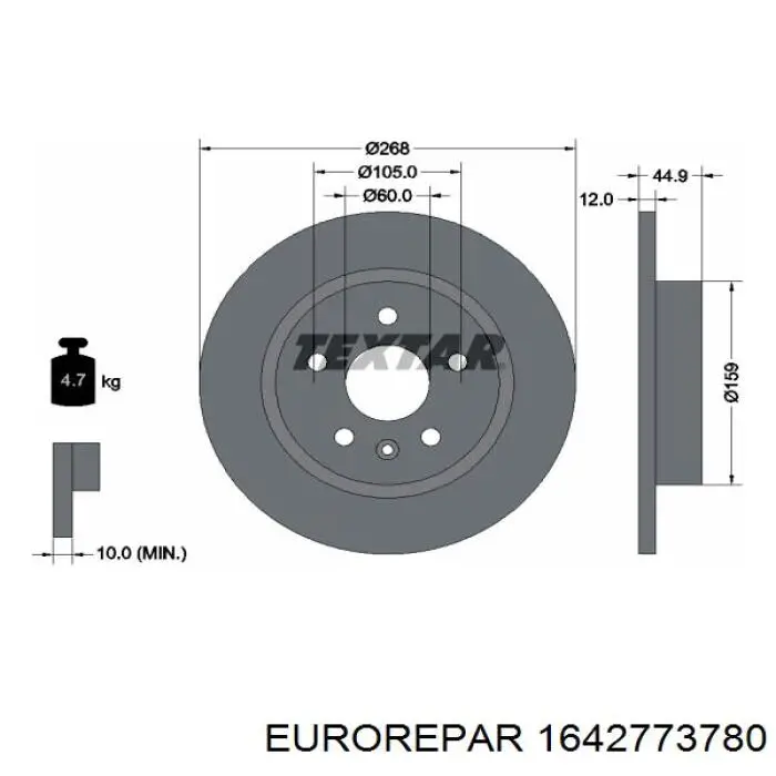 Купить 1642773780 Eurorepar Диск тормозной задний