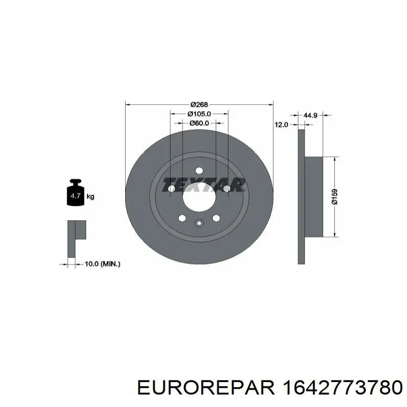 Тормозные диски 1642773780 Eurorepar
