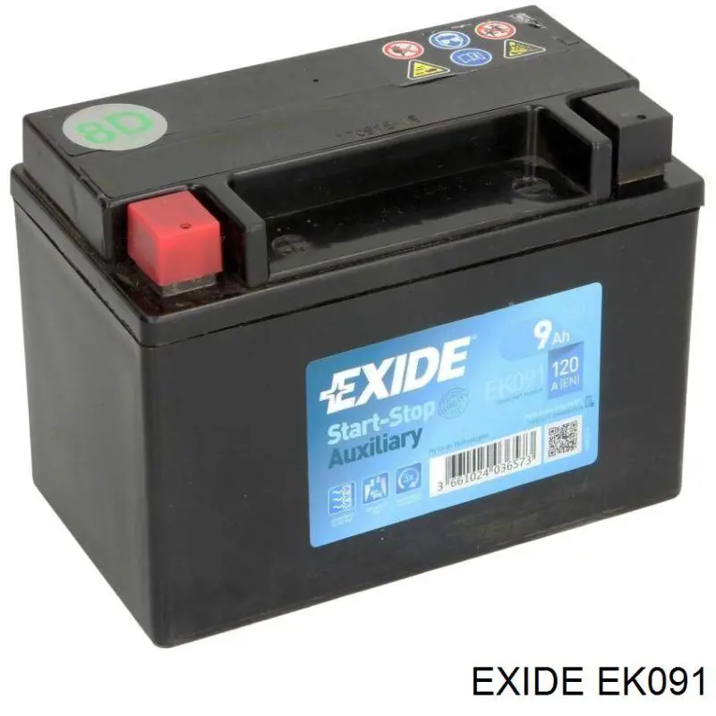 Акумуляторна батарея, АКБ EK091 Exide