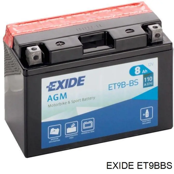 Купить ET9BBS Exide Батарея аккумуляторная
