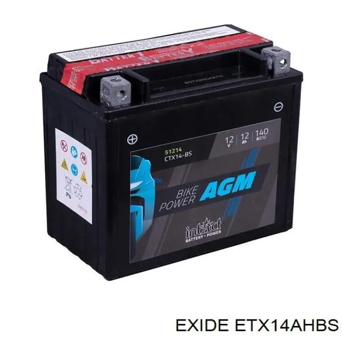 ETX14AH-BS Exide bateria recarregável (pilha)