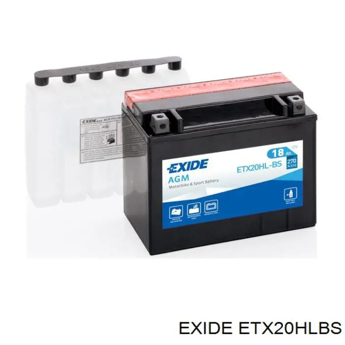 ETX20HL-BS Exide bateria recarregável (pilha)