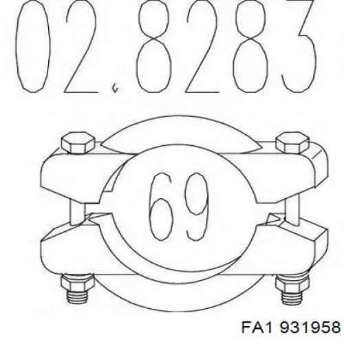 Хомут глушителя передний 931958 FA1