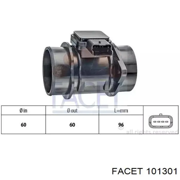 101301 Facet sensor de fluxo (consumo de ar, medidor de consumo M.A.F. - (Mass Airflow))