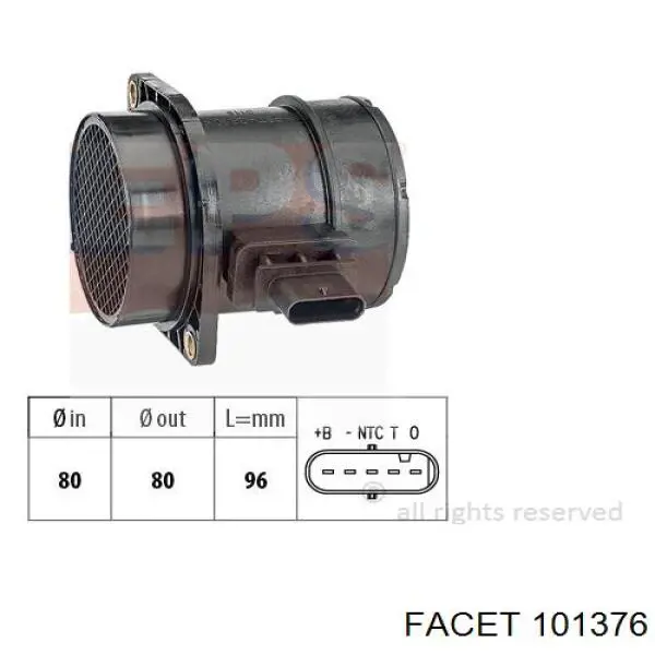 Sensor De Flujo De Aire/Medidor De Flujo (Flujo de Aire Masibo) 101376 Facet