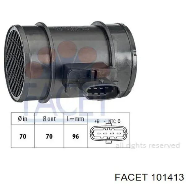 Датчик потоку (витрати) повітря, витратомір MAF - (Mass Airflow) 101413 Facet