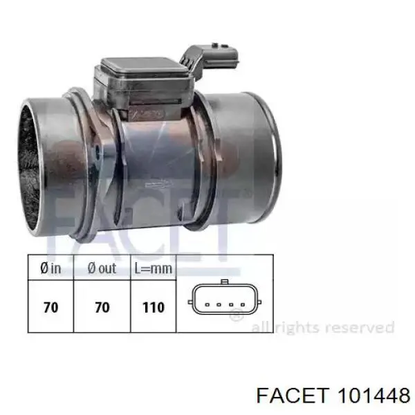 70640509 Jakoparts sensor de fluxo (consumo de ar, medidor de consumo M.A.F. - (Mass Airflow))
