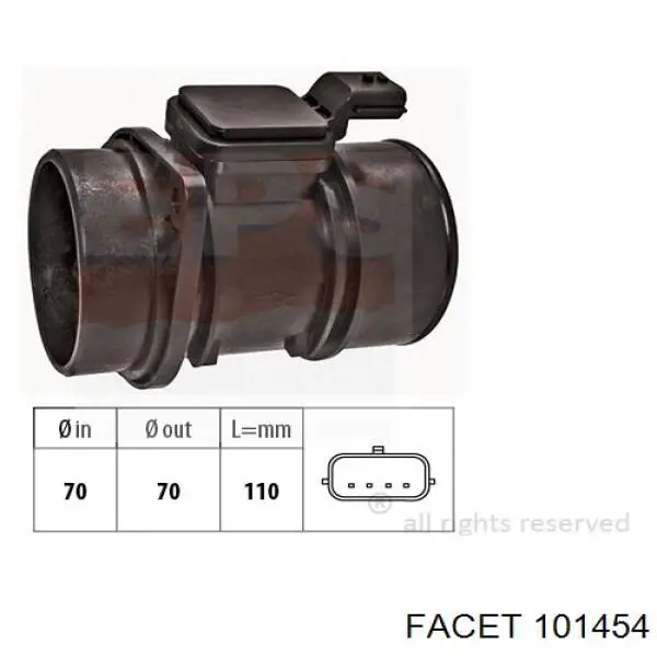 10.1454 Facet sensor de fluxo (consumo de ar, medidor de consumo M.A.F. - (Mass Airflow))