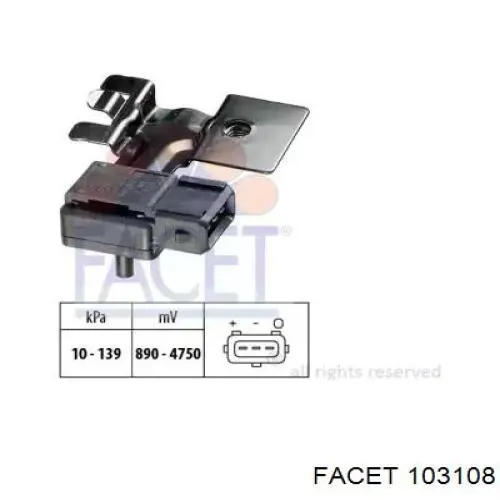 Датчик давления во впускном коллекторе, MAP 103108 Facet