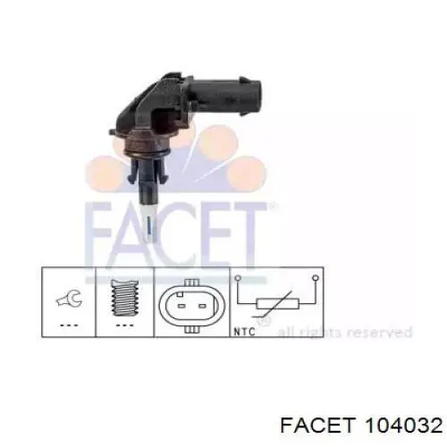 Sensor, temperatura del aire de admisión 104032 Facet