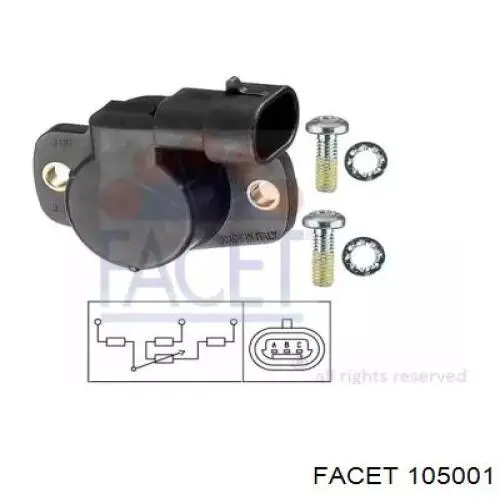 Датчик положення дросельної заслінки (потенціометр) 105001 Facet