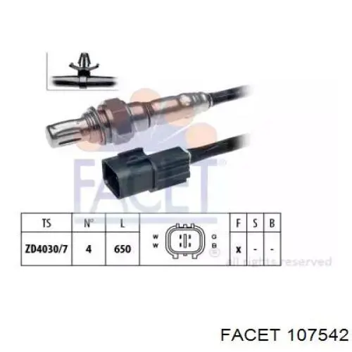 Лямбда-зонд, датчик кислорода до катализатора правый 107542 Facet