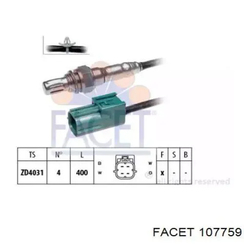 Лямбда-зонд, датчик кислорода до катализатора правый 107759 Facet