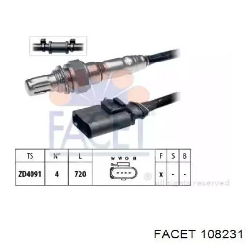 108231 Facet sonda lambda, sensor de oxigênio depois de catalisador