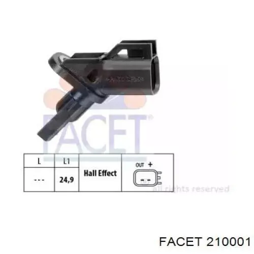 Sensor ABS delantero 210001 Facet