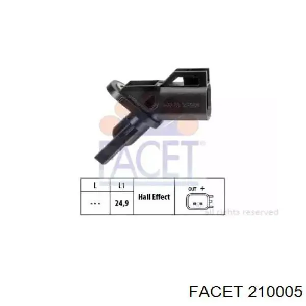 Sensor ABS delantero 210005 Facet