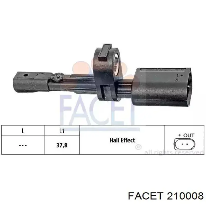 Датчик ABS задний правый Facet 210008