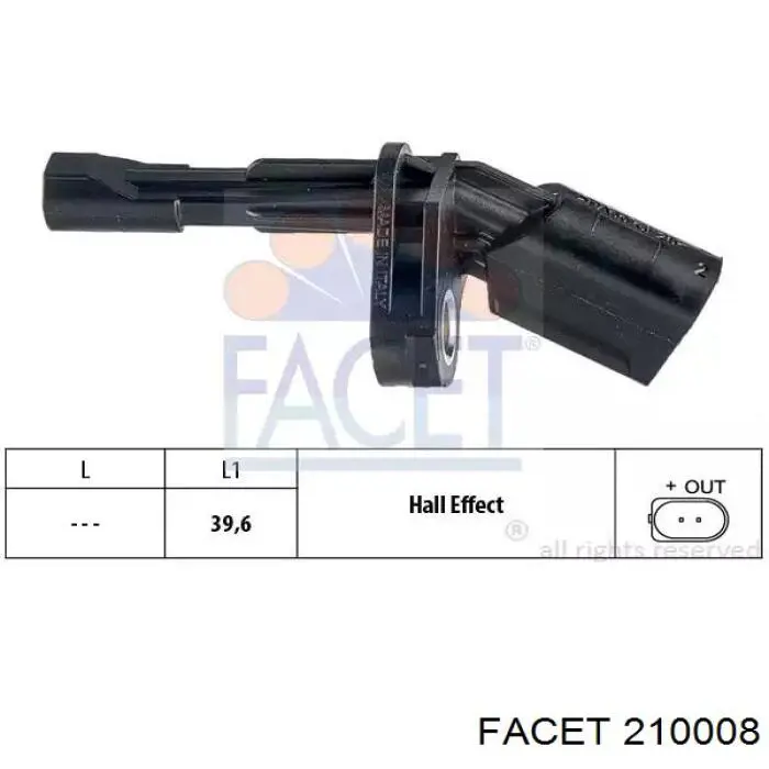 21.0008 Facet sensor abs traseiro direito