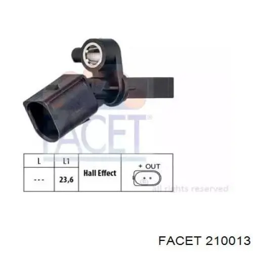 Sensor ABS trasero derecho 210013 Facet