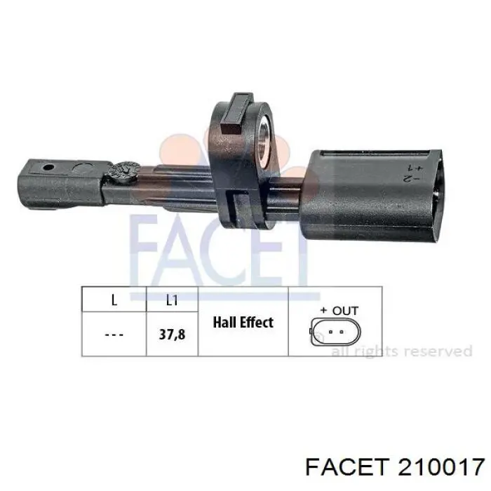 Sensor ABS trasero 210017 Facet