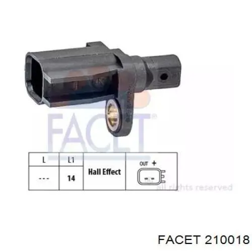 Sensor ABS trasero 210018 Facet