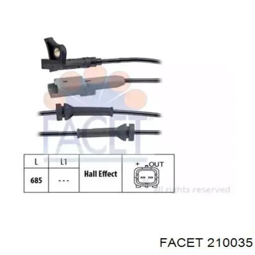 Купить 210035 Facet Датчик АБС (ABS) передний