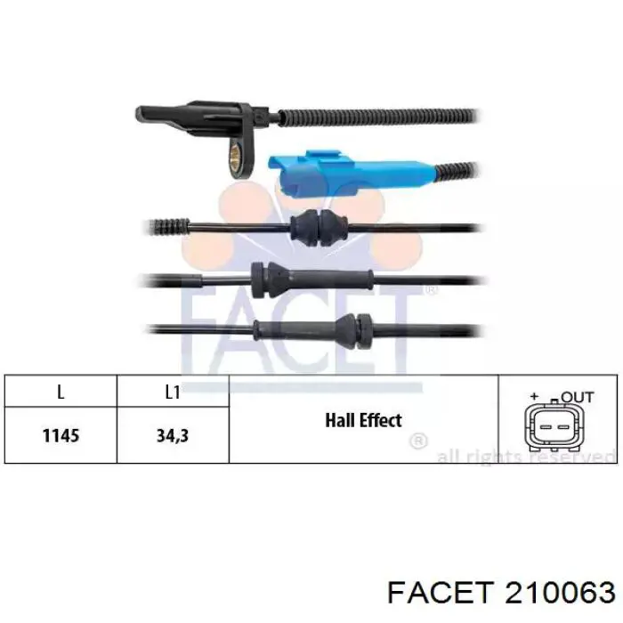 Датчик ABS задний Facet 210063