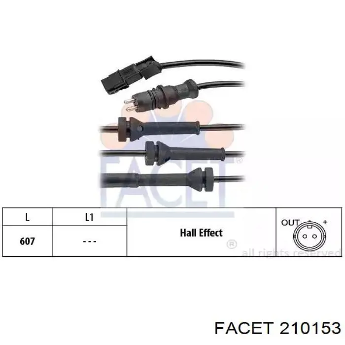 210153 Facet Датчик АБС (ABS) задний