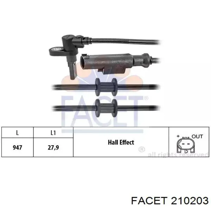 Датчик АБС (ABS) передний 210203 Facet