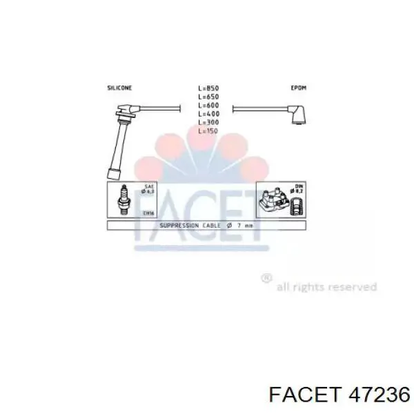 Fios de alta voltagem, kit KIA Magentis I GD