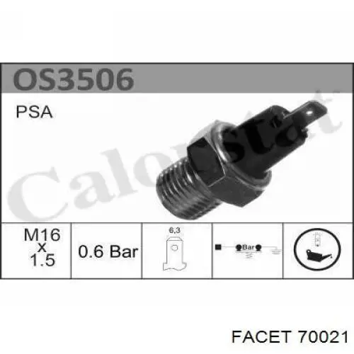 Indicador, presión del aceite 70021 Facet