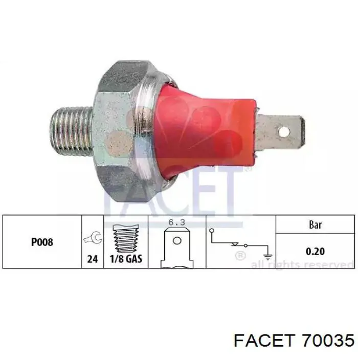 Indicador, presión del aceite 70035 Facet