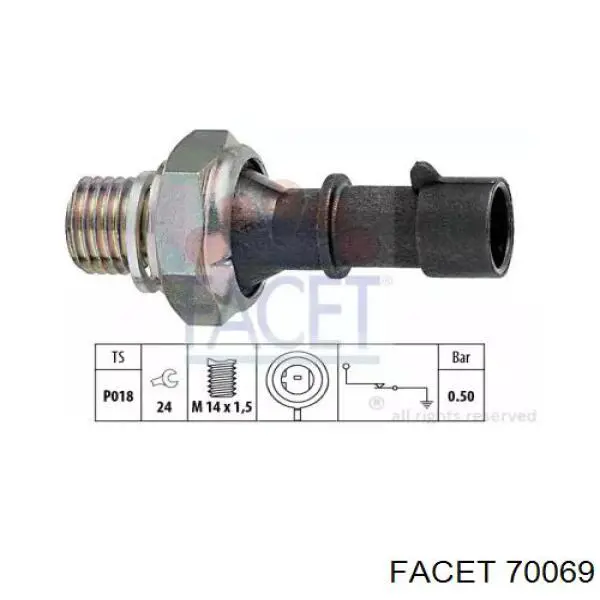 Датчик давления масла двигателя Facet 70069