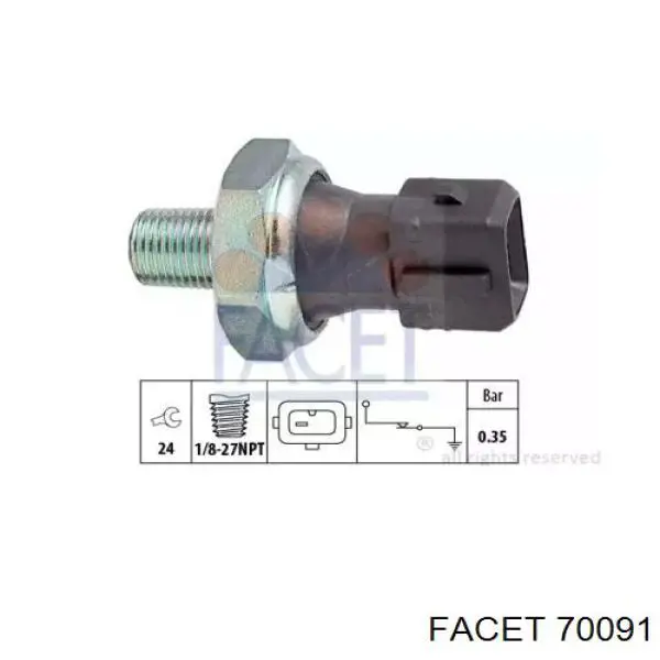 70091 Facet Датчик указателя давления масла