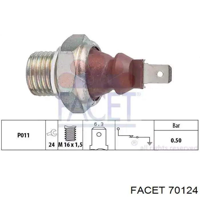 70124 Facet Датчик указателя давления масла