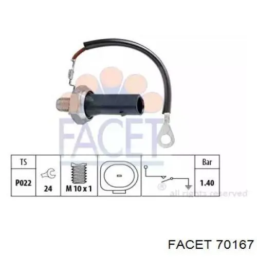 70167 Facet Датчик указателя давления масла