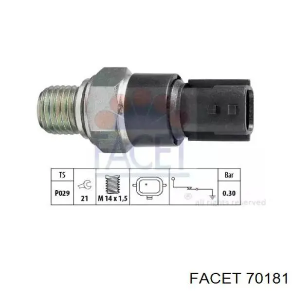 Indicador, presión del aceite 70181 Facet