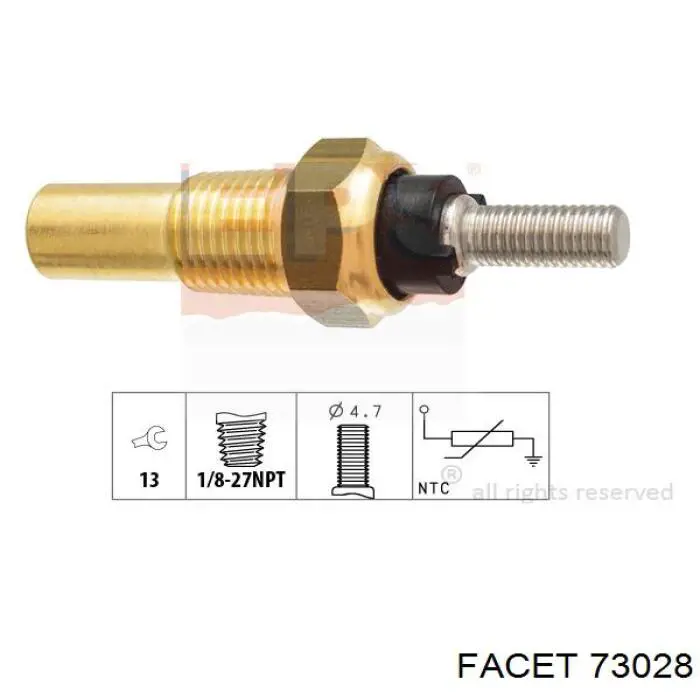 Sensor de temperatura del refrigerante 73028 Facet