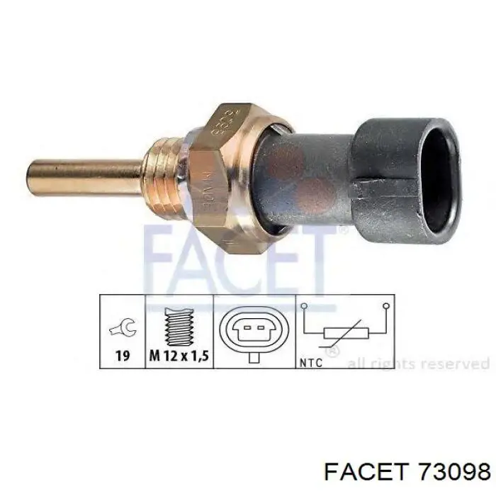 Sensor de temperatura del refrigerante 73098 Facet