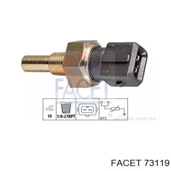 Датчик температуры охлаждающей жидкости 73119 Facet