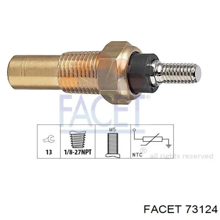 Sensor de temperatura del refrigerante 73124 Facet