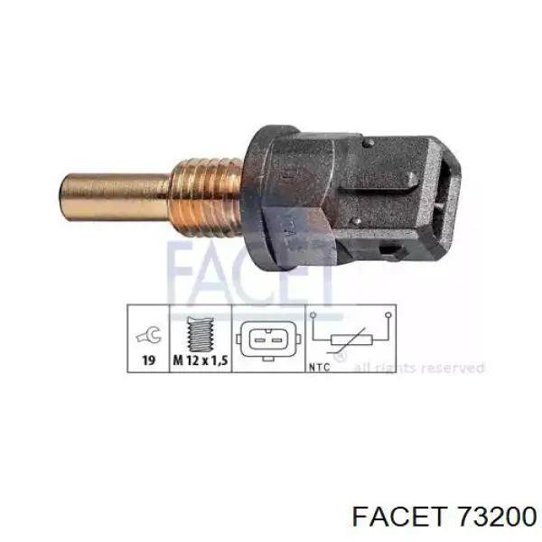 Sensor, temperatura del refrigerante (encendido el ventilador del radiador) 73200 Facet