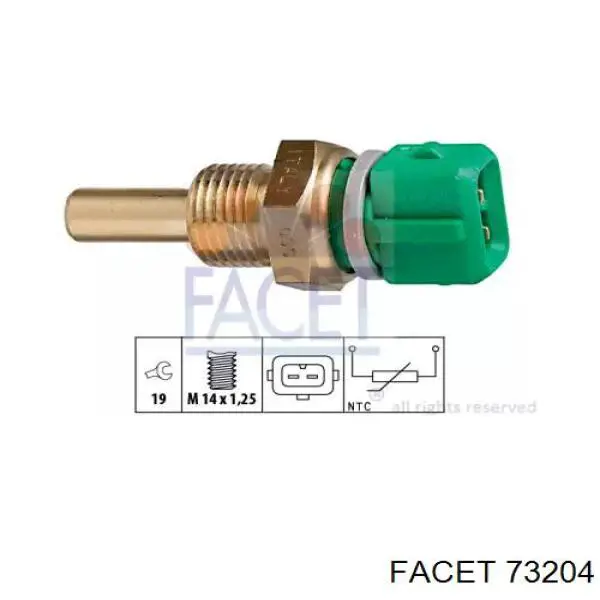 Sensor de temperatura del refrigerante 73204 Facet