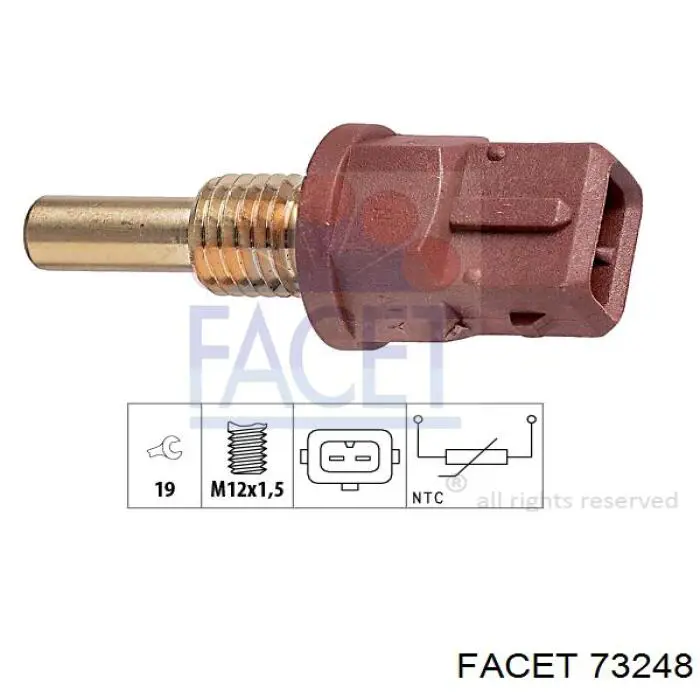 Sensor de temperatura del refrigerante 73248 Facet