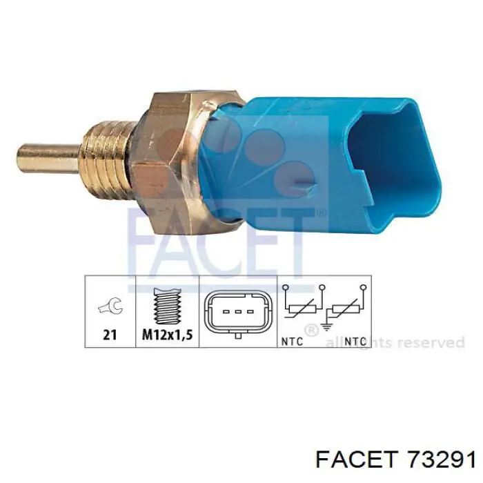 Sensor de temperatura del refrigerante 73291 Facet