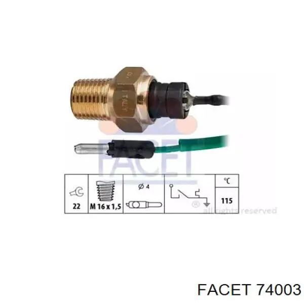 Датчик температуры охлаждающей жидкости 74003 Facet