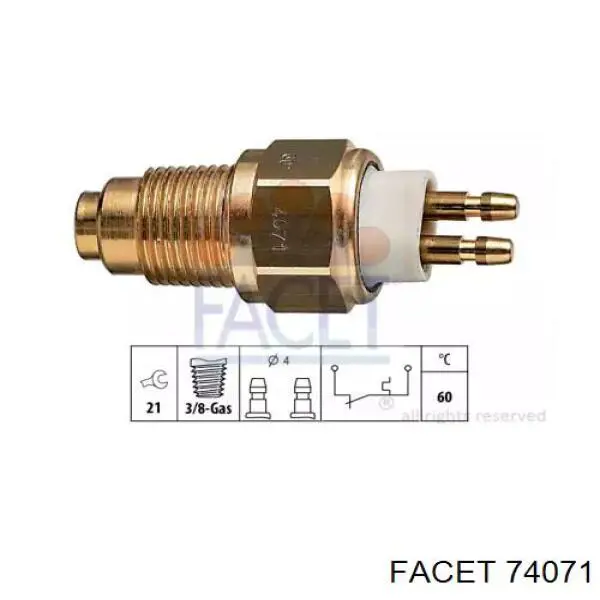 Датчик включения вентилятора радиатора 74071 Facet